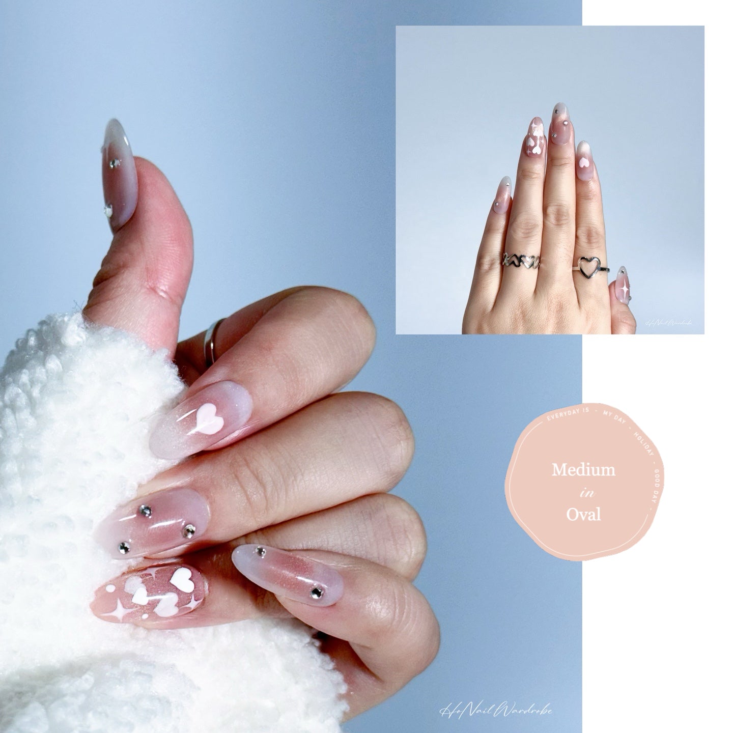 Sweetheart Cat Eye (Medium Oval) press on nail picture