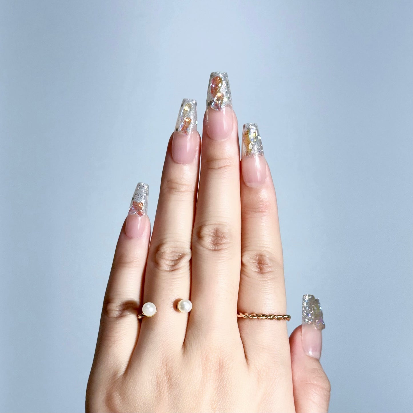 Shining Stars press-on nail, front side