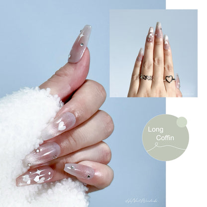 Sweetheart Cat Eye (Long Coffin) press-on nail  picture
