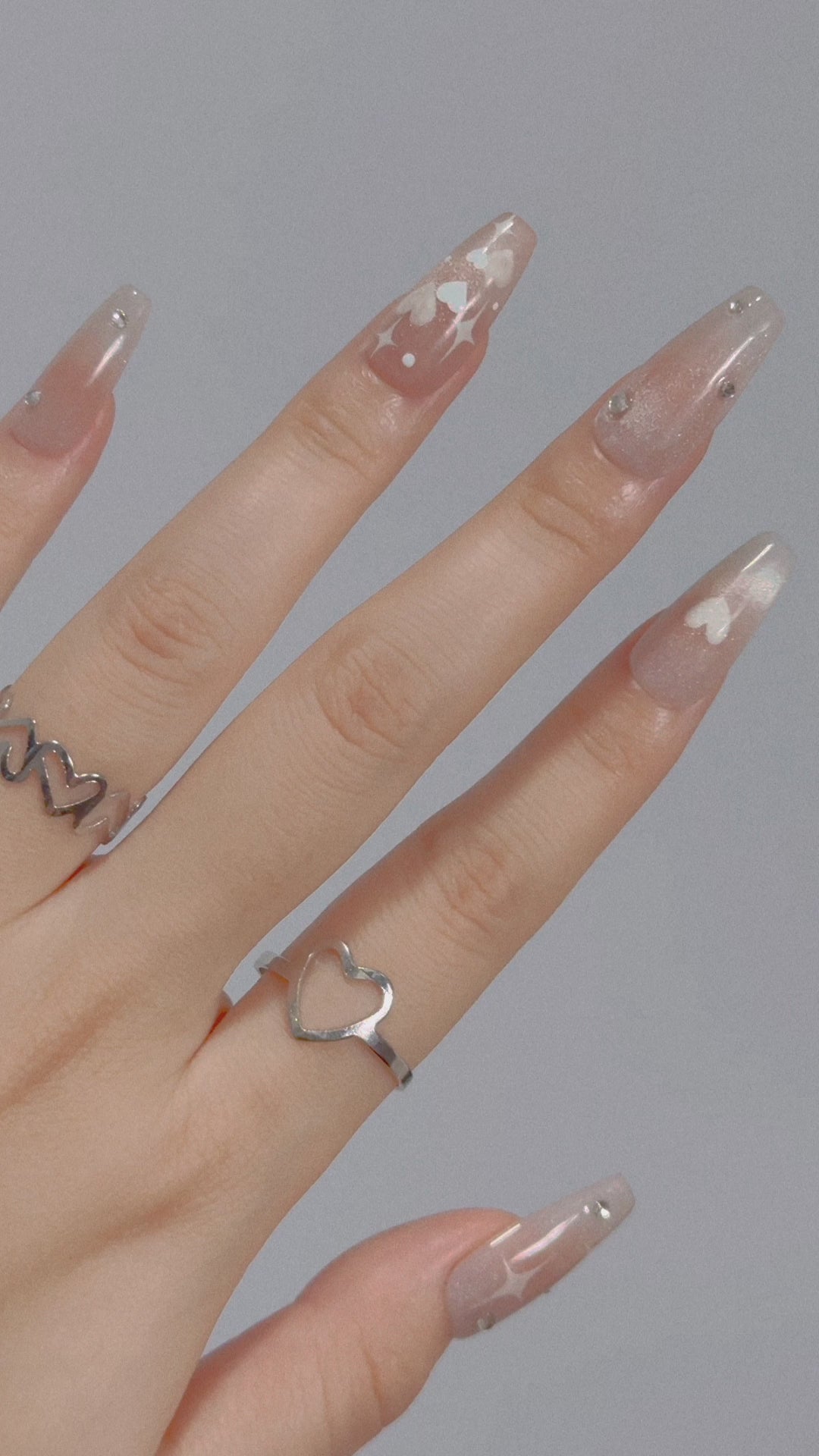 Sweetheart Cat Eye (Long Coffin) press-on nail video